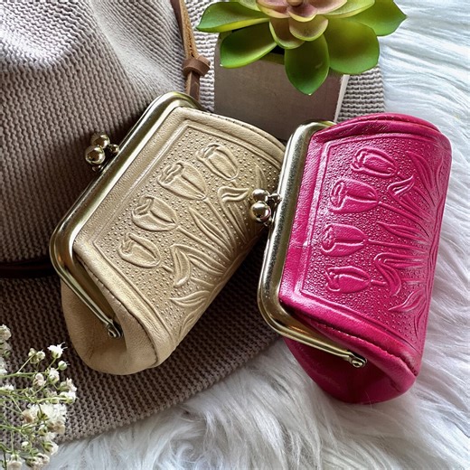 Handmade Leather Kiss Lock Coin Purse: Vintage Style Change Purse - Etsy