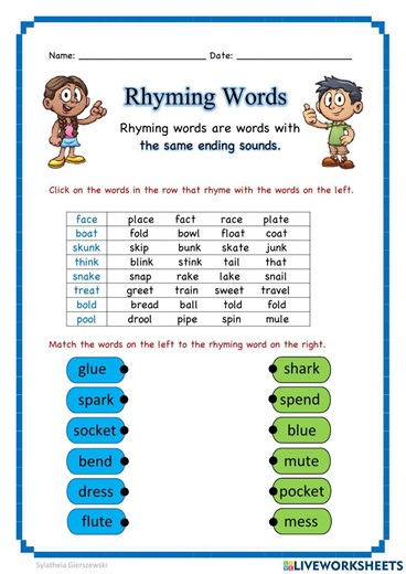 Rhyming Words online activity for 3