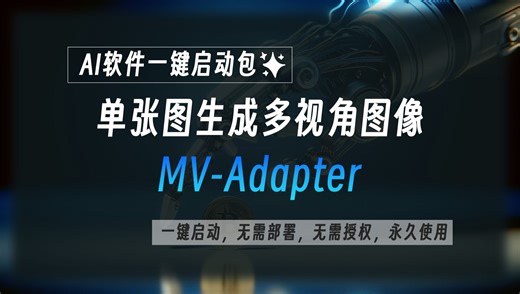 单张图片生成多视角图片工具整合包MV-Adapter，支持高质量的多视角图像生成，可辅助进行3D建模，工具已打包好，一键启动即可