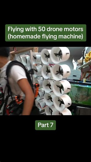 Part 7: Flying with 50 drone motors (homemade flying machine) #flying #viral #foryou #motors #manufacturing | Charles Gilchrist