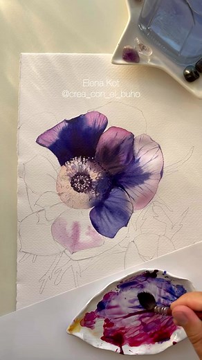 13K views · 408 reactions | Watercolor flower, botanical illustration ♥️ #creaconelbuho #watercolorflorals #watercolorflowers #acuarelasobrepapel #acuarelacreativa | Crea con el búho | Facebook