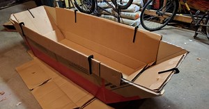 Cardboard boat with 1 roll of duct tape