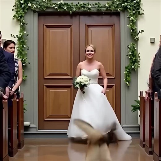 On Her Wedding Day, Her German Shepherd Blocked Her Path. What Happened Next Was Unbelievable!.. The church was silent as the bride stepped onto the aisle, her white dress glowing under the warm lights. Guests smiled, cameras were ready, and soft music filled the air. Everything was perfect—until her German Shepherd, Leo, suddenly ran in front of her. He stood firmly in her path, tail stiff, ears alert, refusing to move. “Leo, sweetheart… what are you doing?” she whispered, bending down with her