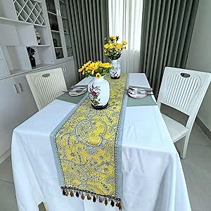 Table Runner for Dining Room, Kitchen and Special Occasions (Yellow, 74)