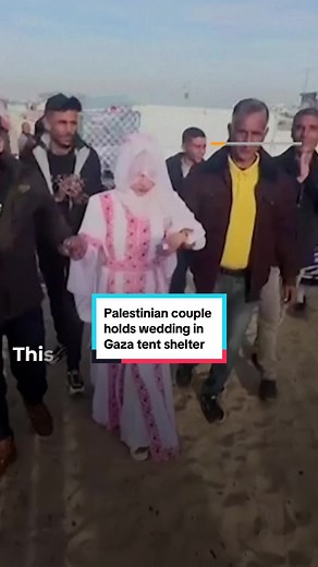 Palestinian Couple Holds Heartwarming Wedding in Gaza Tent Shelter