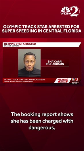 Olympic track star Sha'Carri Richardson was pulled over and arrested after deputies say she was driving over 100 miles per hour. More details: https://www.wesh.com/article/olympic-track-star-shacarri-richardson-arrested-orange-county-super-speeding/70193594 | WESH 2 News