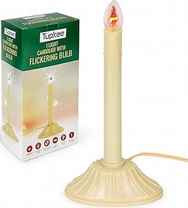 Tupkee Christmas Candolier Window Candle – with Flickering Bulb – Single Indoor -Flameless Electric Window Candle Candelabra