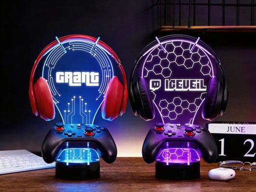 Personalized LED Headphone Controller Stand, Gamer Gamertag Sign, RGB Lighting - Etsy