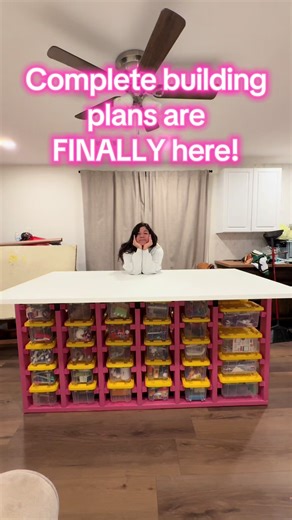 Building plans are available now. Check out the link in my bio. Thank you all for your support and I hope you get a craft table of your dreams too. The totes are from @homedepot And as always my craft room is still coming along so follow and stay updated on what I do next. #organization #diy #storagehack #fyp #craftroom