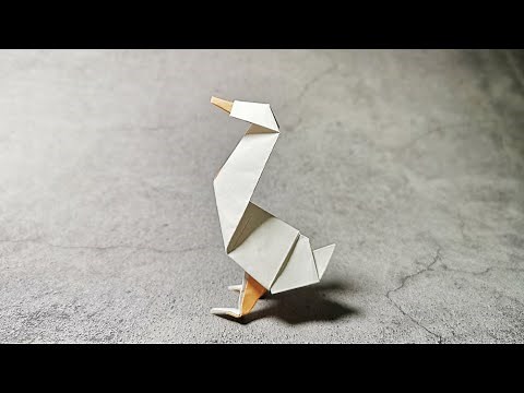 折纸大白鹅，简单几步就折好了，手工折纸动物视频 | Origami Goose Folding Instructions | 折り紙 白鳥 立体 折り方 | 색종이로 거위 （종이접기）