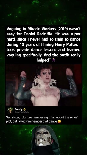 Daniel Radcliffe voguing in Miracle Workers (2019)