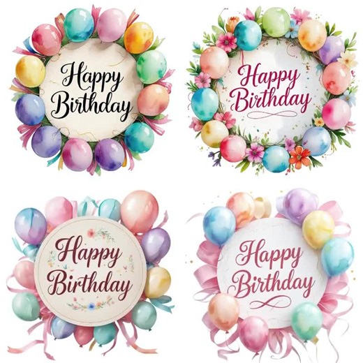 Happy Birthday Decorations | Floral & Balloon PNG Set | 18 Birthday Clipart | Transparent Background - Etsy