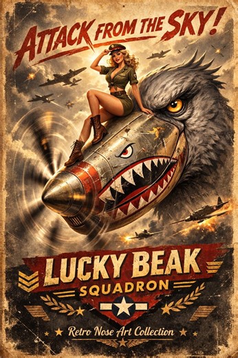 WWII Pin-up Nose Art Poster – Lucky Beak Squadron | Vintage Military Aviation Wall Art | Retro Warbird Decor - Etsy