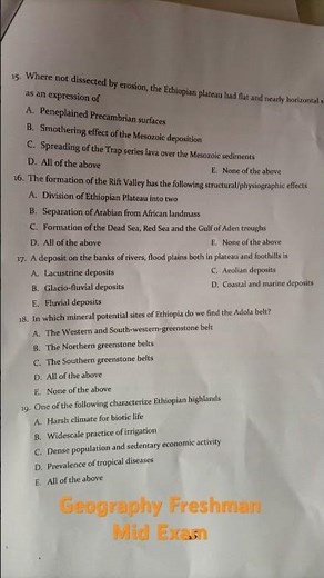 #Geography Freshman midterm exams