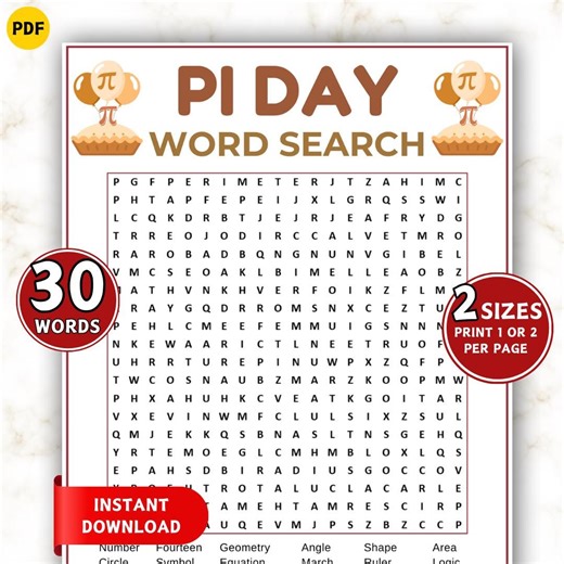 Pi Day Word Search Game, Printable Pi Day Games, Classroom Pi Day Activity, Word Find Game, Pi Day Ideas, Word Search Puzzle for Kids Adults - Etsy Australia