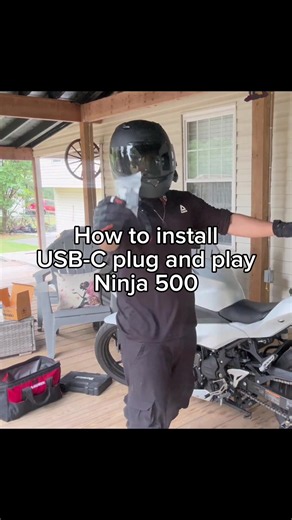 How to install USB C on a ninja 500 #biketok #fyp #ninja500 #bikers #howto