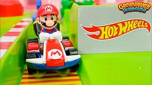 Mario Kart Hotwheels Circuit Race and Rainbow Road Toy Learning for kids! | Genevieve's Playhouse