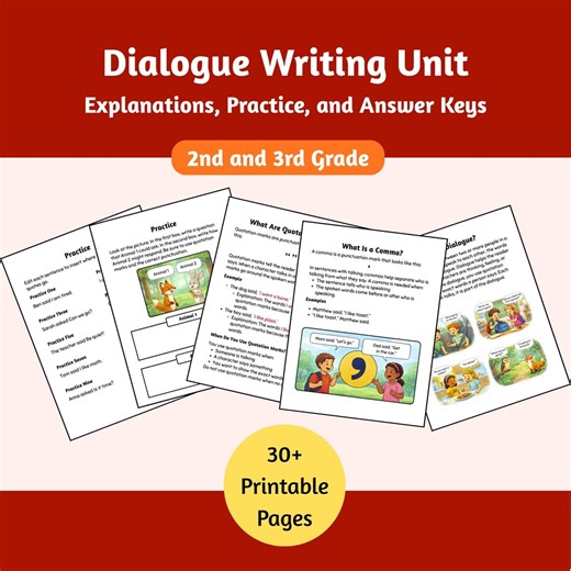 Dialogue Writing Worksheets | Quotation Marks and Commas Practice | Grammar and Writing Activities PDF - Etsy Australia