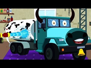 sapi susu truk | truk mainan | Cuci mobil | mengajar kendaraan | Car Wash Videos | Cow Milk Truck