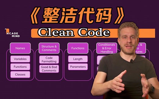 【百万好评】 Clean Code<整洁代码> 国外技术大佬终极讲解教程，价值3W实战教学，让你的编程能力突飞猛进
