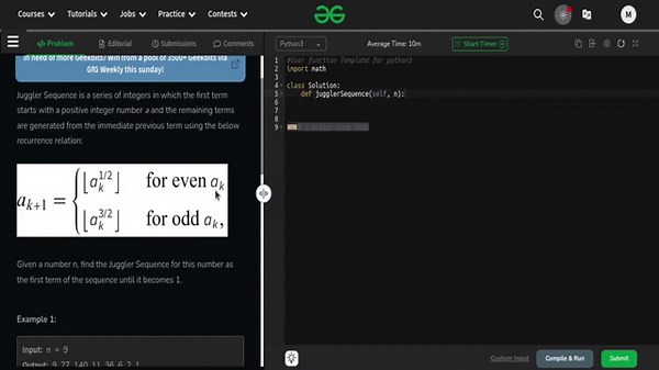 GeeksForGeeks | Juggler Sequence