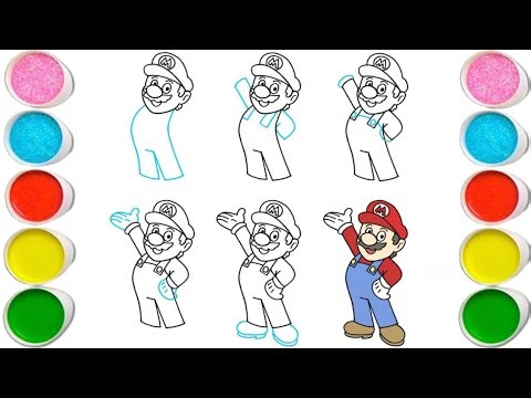 Mario Easy Step by Step Drawing, Painting and Coloring for kids and Toddlers, Let's draw together