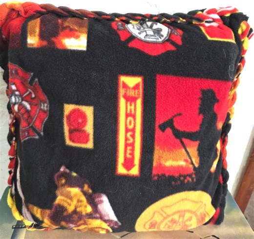 Firefighter Fleece 16-inch Pillow That is No Sew - Etsy