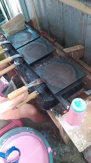 Traditional Pink Pancake Recipe Made with Wooden Spatulas