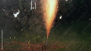 Volcano Eruption Pyrotechnics Firework Party Fun at Night
