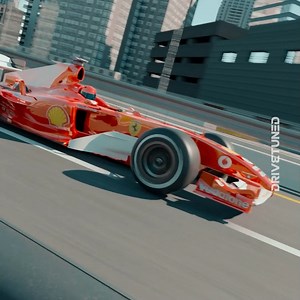Created an animation of this F1 car passing by with some stock models and environment