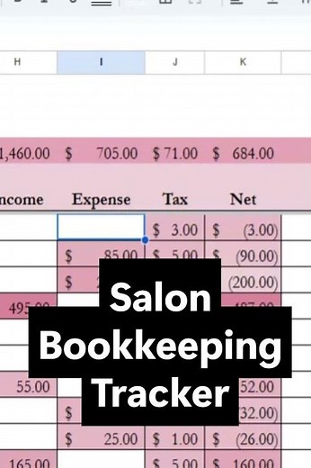 Salon Bookkeeping Excel Spreadsheet, Hair Salon, Nail Salon Income and Expenses Google Sheets Taxes