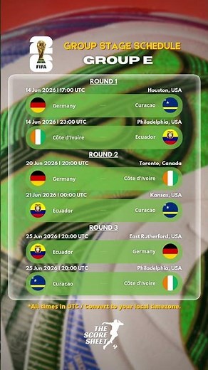 FIFA World Cup 2026 Group E Schedule ⚽🏆