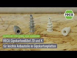 RECA Gipskartondübel ZD und K zur Befestigung leichter Anbauteile in Gipskartonplatten