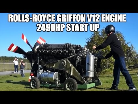 Rolls-Royce Griffon V12 Engine 2490Hp Startup