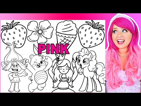 Coloring All PINK Characters & Pictures | Pinkie Pie, Poppy, Cheer Bear, Flower, Strawberries & More