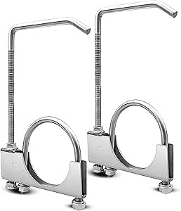 2Pcs Exhaust Clamp with Hanger for 3" Exhaust Pipe, Universal Clamp with Rear Muffler Hanger Heavy Duty 304 Stainless Steel Exhaust System Hanger