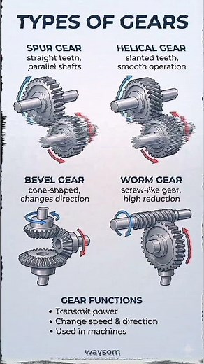Types of Gears Explained ⚙️ | Mechanical Basics #education #learning #gears #mechanicalengineering