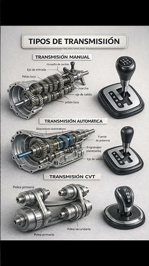 🚗⚙️ Tipos de transmisión: manual, automática y CVT explicadas por dentro y su forma de uso