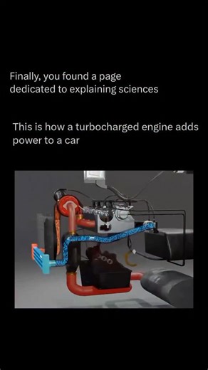 Explaining All Sciences on Instagram: "Follow @xplainingscience to learn everything about science, one post at a time 💣🧠 A turbocharged engine in a car is an internal combustion engine equipped with a turbocharger, a device that forces extra air into the engine’s combustion chamber. By compressing more air—and thus more oxygen—into the cylinder, a turbocharged engine can burn fuel more efficiently and produce significantly more power than a naturally aspirated engine of the same size. This all