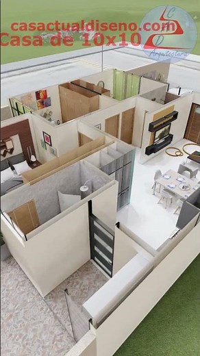Casa 10x10 metros UN Piso con 3 Recamaras #arquitectura #casasecologicas #casa