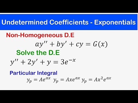 🔵21c - Method of Undetermined Coefficients 3 - G(x) = Exponential Functions - Non - Homogeneous D.E