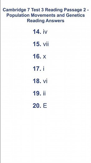 Cambridge 7 Test 3 Reading Passage 2 - Population Movements and Genetics Reading Answers 01.12.2025