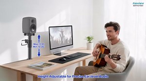 Height Adjustable Clamp-On Desktop Speaker Stands for Genelec G2/8020D/8320A Stand with Cable Management - Desktop Studio Monitor Stands for Genelec Studio Monitor Stand Up to 30Lbs to Elevate Sound
