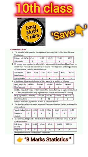 10th class |Statistics 8 Marks – Public Exam 2025-26 Must Questions |important questions