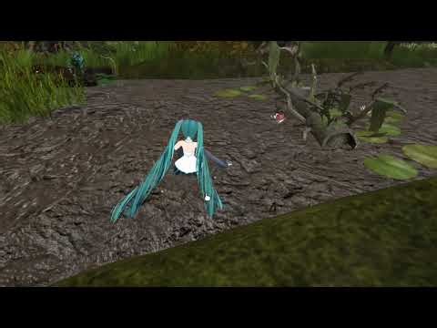 Miku accidentally slips into deadly swamp and luckily gets out of it – Second Life Quicksand #8