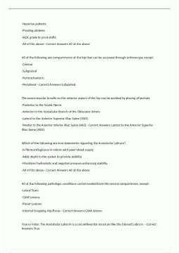 Arthrex Sports Medicine Onboarding Module 3 Test Questions with Correct Answers1186