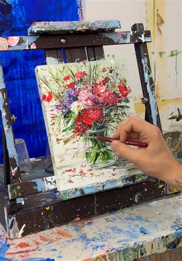 Your Love: Floral Acrylic Painting on Wood Panel