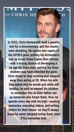 In 2022, Chris Hemsworth took a genetic test for a documentary, and the results were