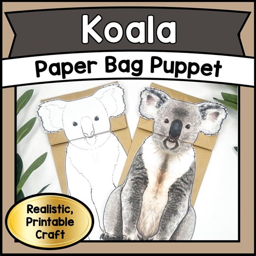 Koala Bear Paper Bag Puppet Craft Template PDF, Printable Animals Crafting Project, Preschool Learning Busy Activity Kids - Etsy UK