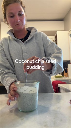 Weekly Coconut chia seed pudding : 1 can of coconut milk, 5 tbs of chia seeds, 1 tsp of Trader Joe’s vanilla bean paste! #chiaseeds #chiaseedpudding #weeklymealprep #coconut #mealprep